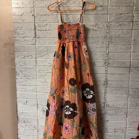 {Sabby Anand} peach floral Resort Summer dress Size Small - Picture 5 of 11